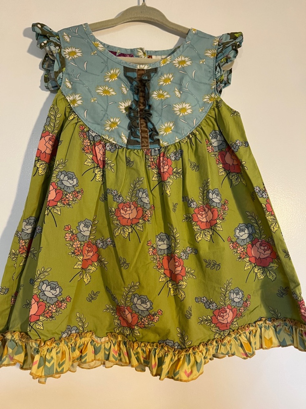 Matilda Jane Blue Floral Daisy Dress with Yellow Accents